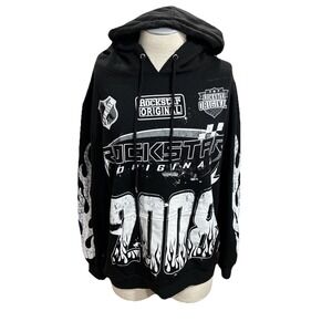 rockstar hoodie Mens XXL Vintage Black 2008 Flames
